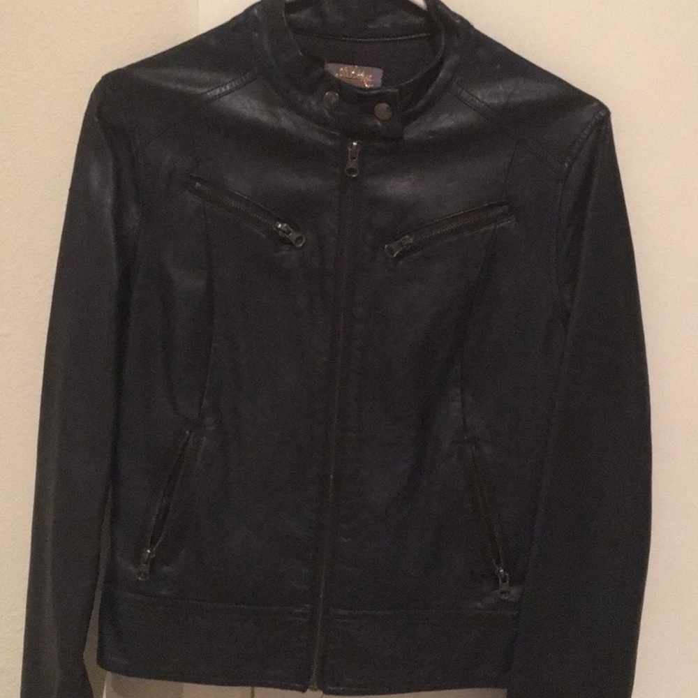 Navi blue leather jacket